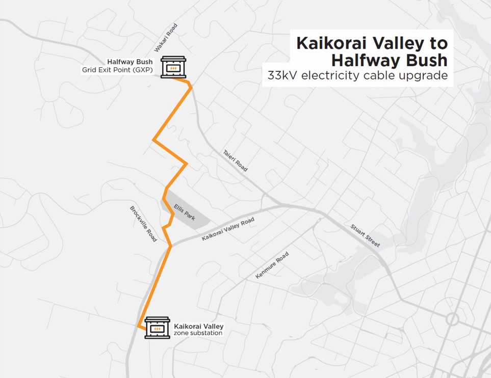 Map showing the path of the cable