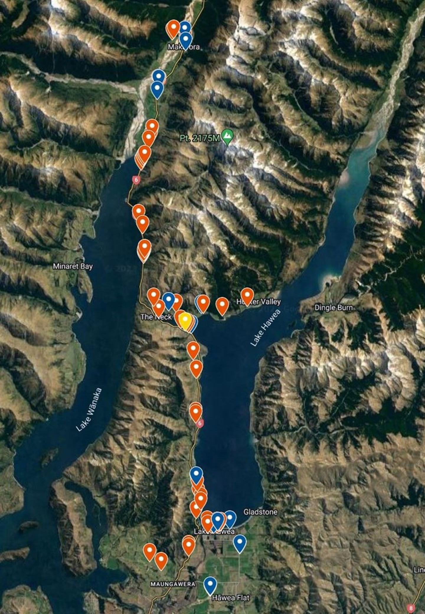 A graphic of Stage Highway 6 and pinpoints of the locations where the work will be carried out.