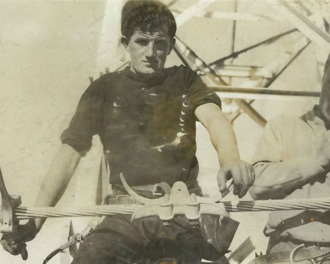 Black and white photo of workers on the lines for the Electricity Department circa 1920s