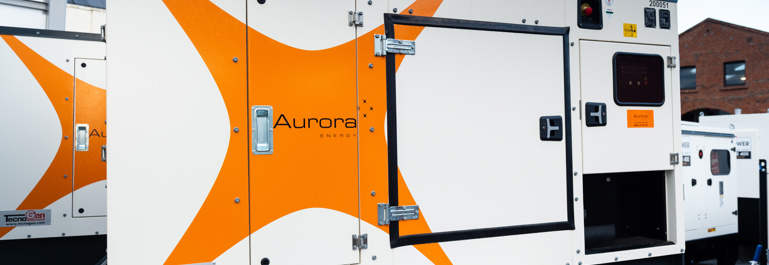 Photo of an Aurora Energy branded mobile generator.
