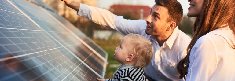 Man Woman And Solar Panels